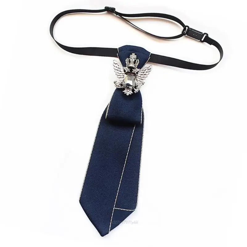 X5XA Versatile Pre-tied Uniform Black Ties Metal Charm Girls School Uniforms Accessories JK Preepy Look School Suit