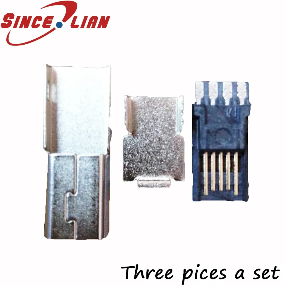 

USB Plug MI-USB-5P Male Thin Three-Piece Wireless Clip Iron Shell plating 24H Copper End Plating 1U Iron Shell Copper End LCP