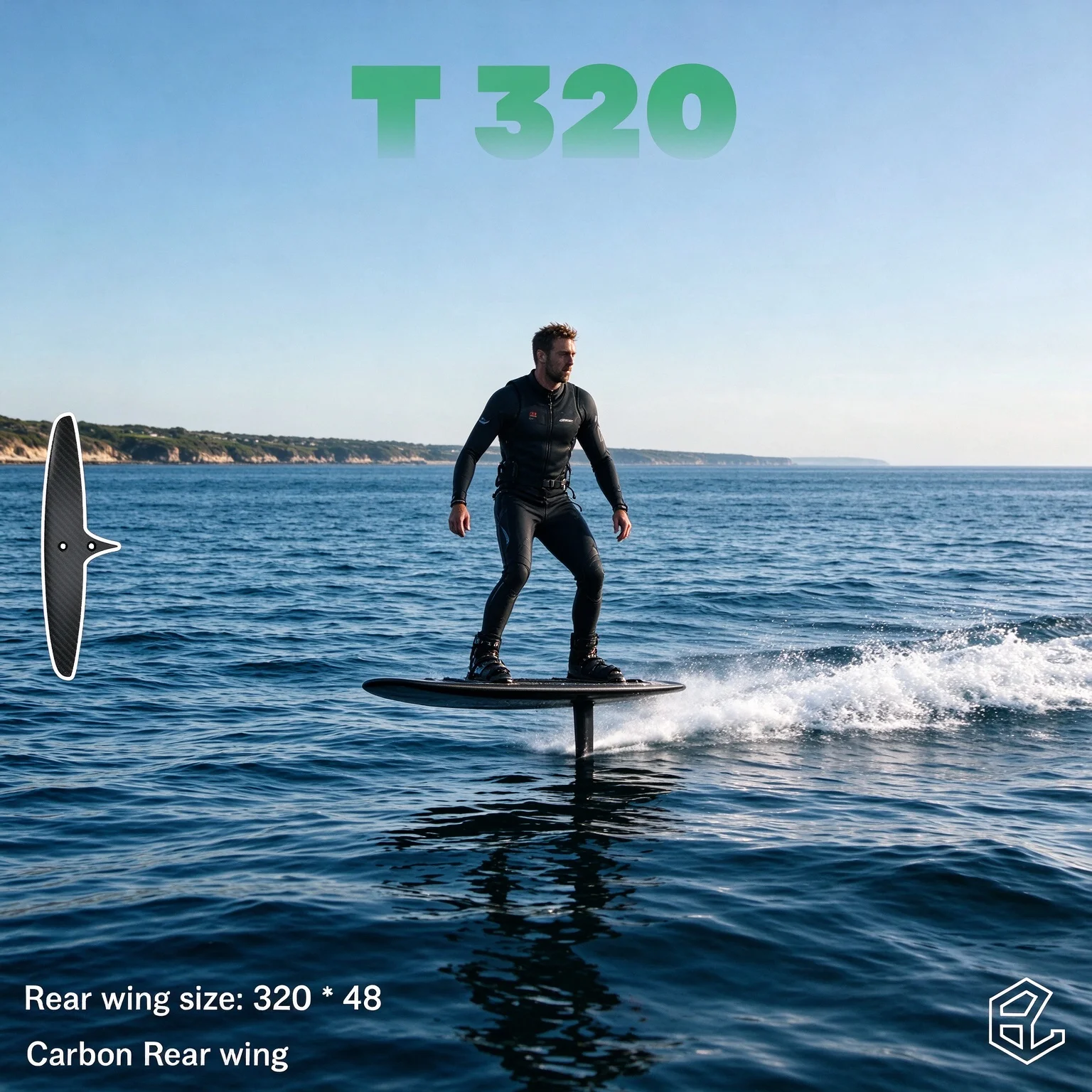 Carbon Fiber Hydrofoil Rear Stabilizer Wing 280 300 320, High Performance Kite Surfing Foil Rear Wing Replacement Parts Factory