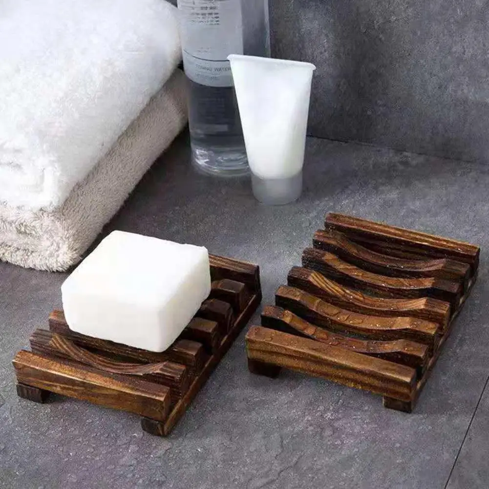 Wooden Soap Dish Rustic Soap Box Bamboo Soap Box Holder with Decorative Wooden Tray High Durability Easy to Clean for Bathroom