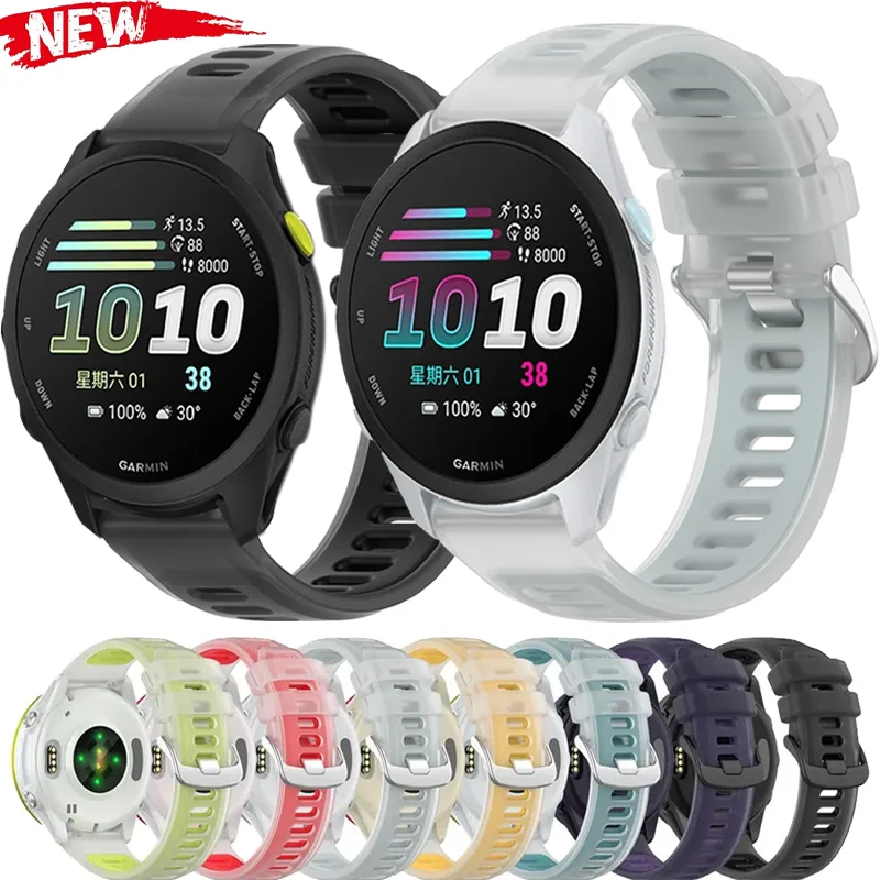 Silikonarmband für Garmin Forerunner 70/170/570/970/55, halbtransparentes zweifarbiges Ersatzband für Vivoactive 6-5/Active 6 5