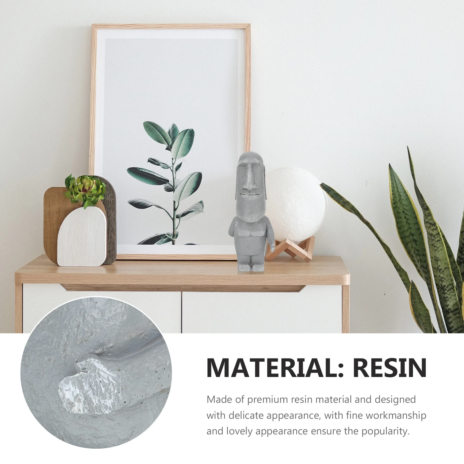 

Modern Creative Resin Moai Statue Desktop Decor Small Cute Landscape Ornament Cartoon Resin Craft Living Room
