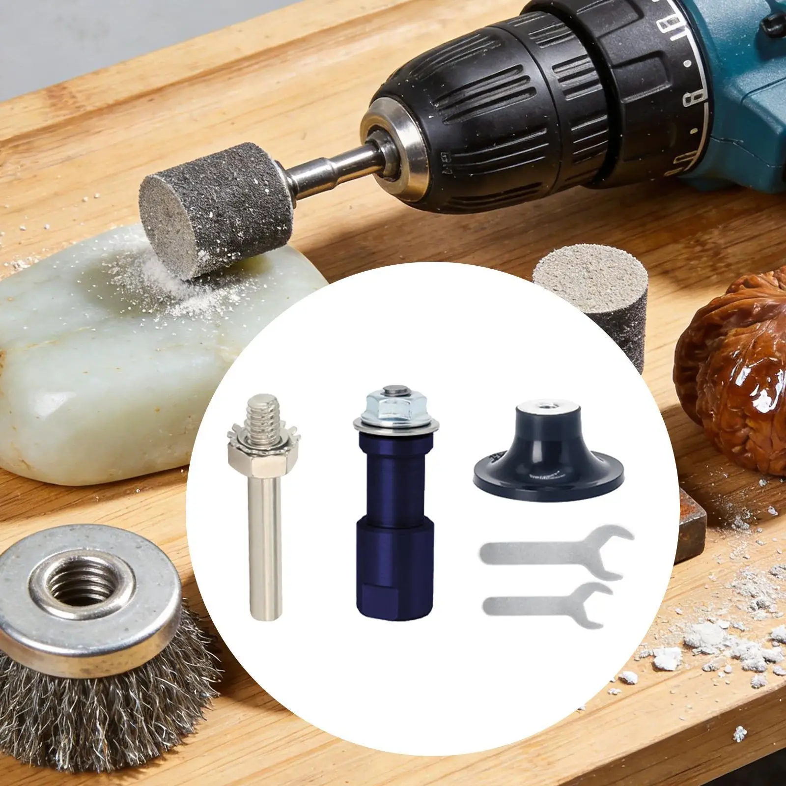 Angle Grinder Adapter Connecting Rod Kit Electric Drill Accessory Metal Tray Wrench Set for Repair Replacement and Cleaning
