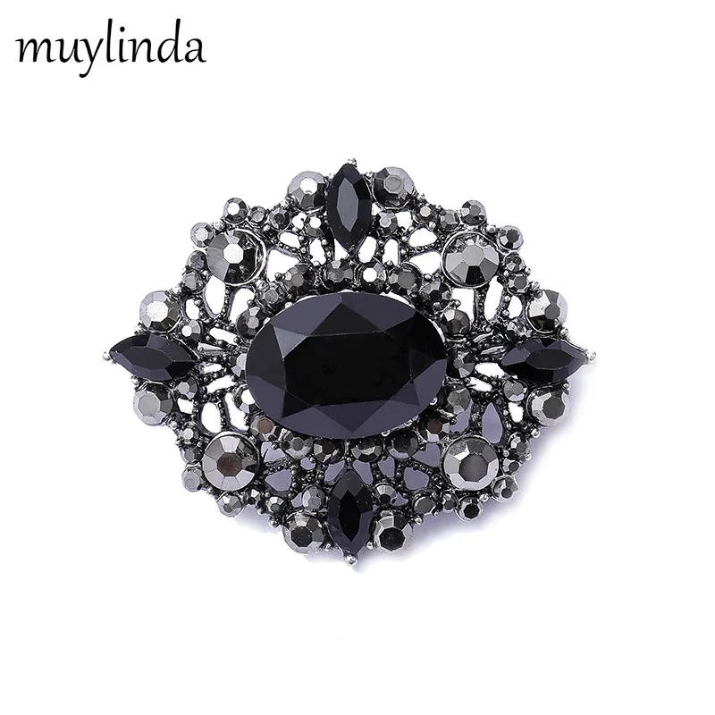 Muylinda Flower pin Baroque Crystal Brooch Vintage Rhinestone Pin Jewelry Metal Brooche For Women Men Banquet Party Clothes Pins