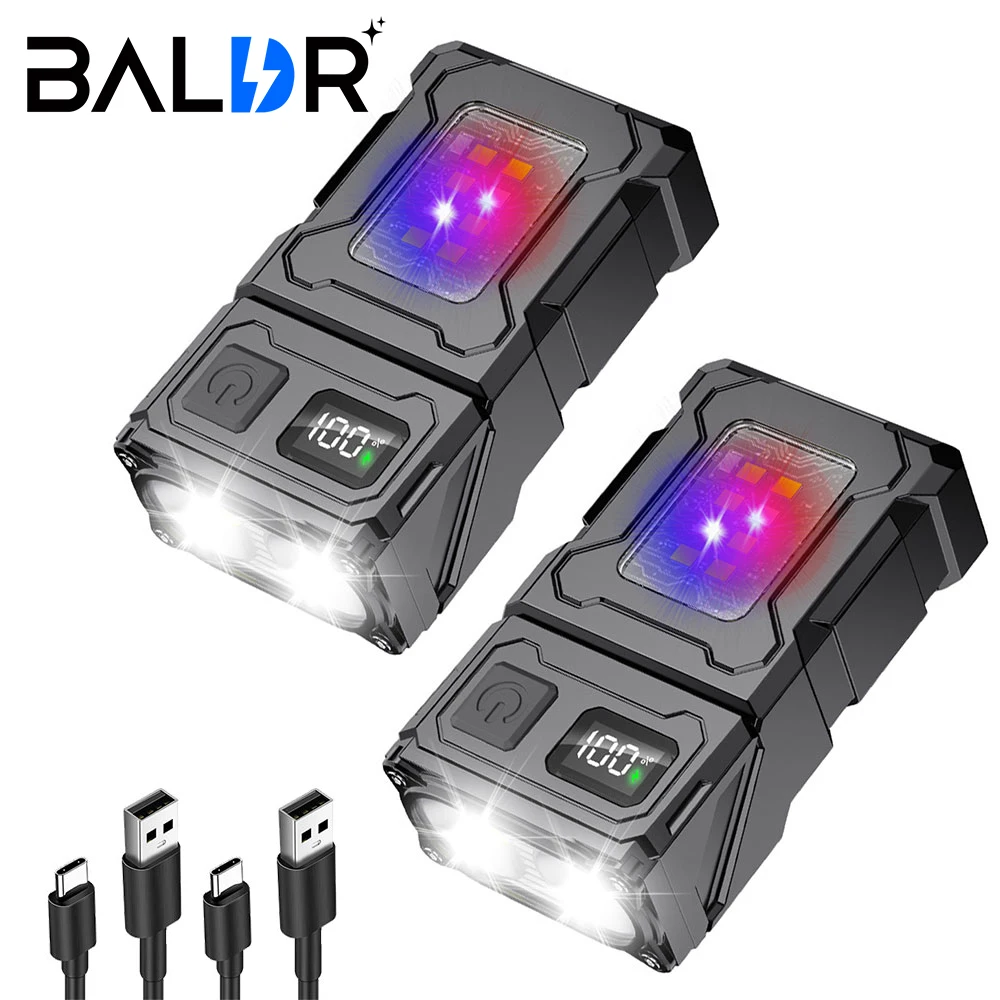 BALDR Mini Rechargeable LED Flashlight Portable Tail magnet flashlight Super Bright Camping Lantern Side COB Work light 1200mAh