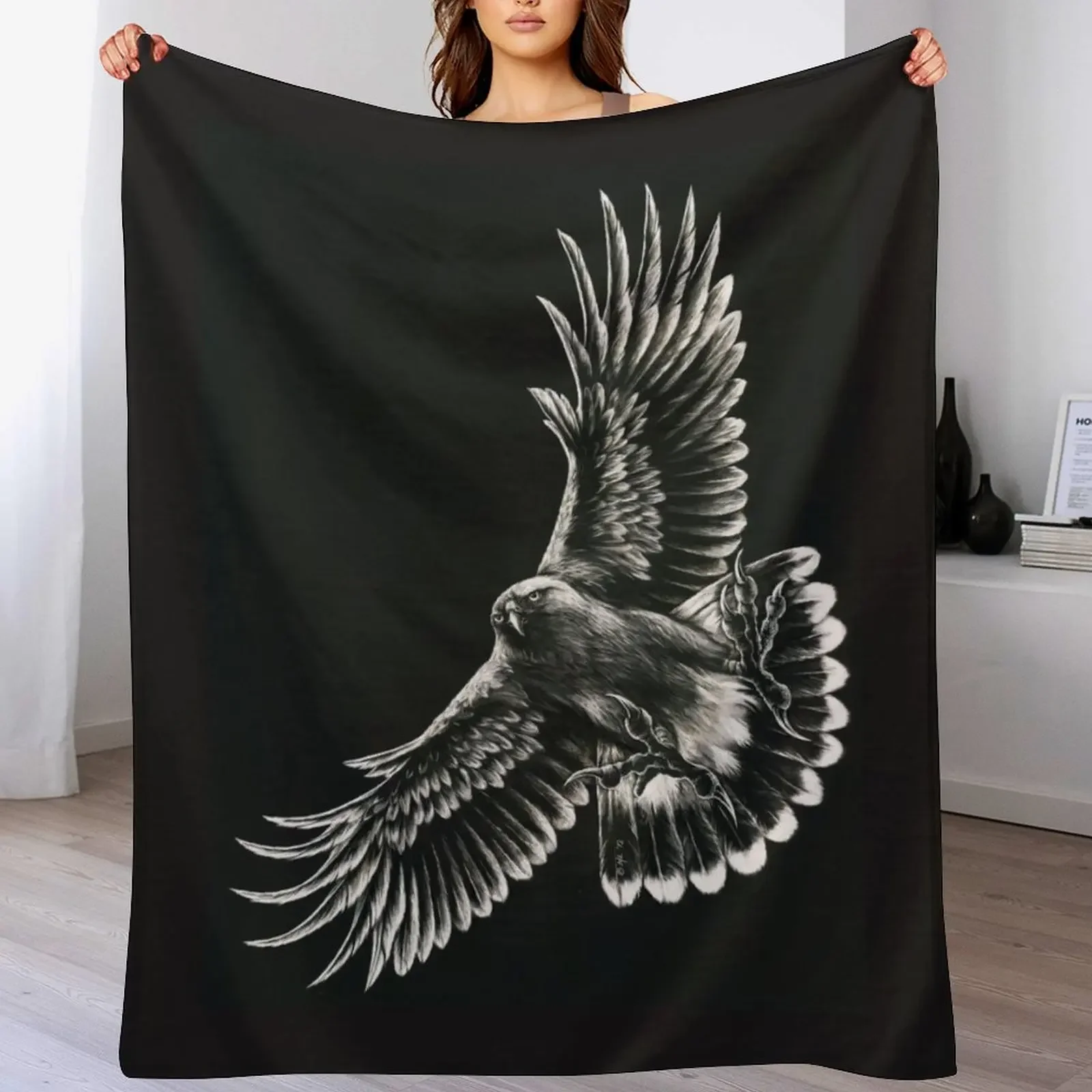 Mariposa the Harris Hawk Throw Blanket Year Round Soft Comfortable Blanket for Home