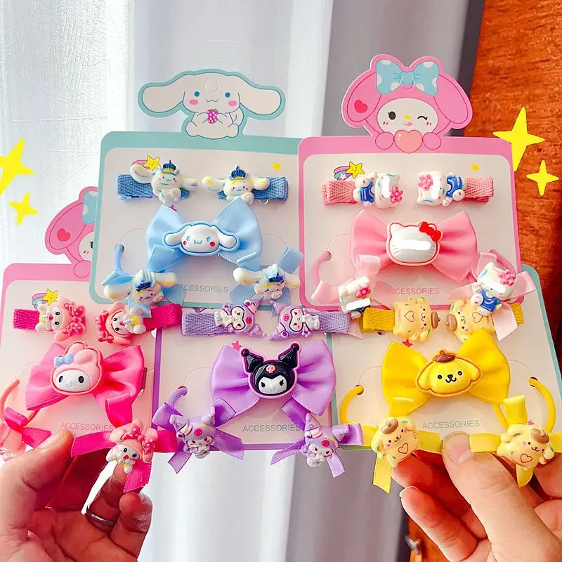 

Kawaii Sanrio Hair Clip Kuromi Hello Kitty Doll Bow Suit Cute Girl My Melody Cinnamoroll Hair Clip Cartoon Hair Accessories Gift