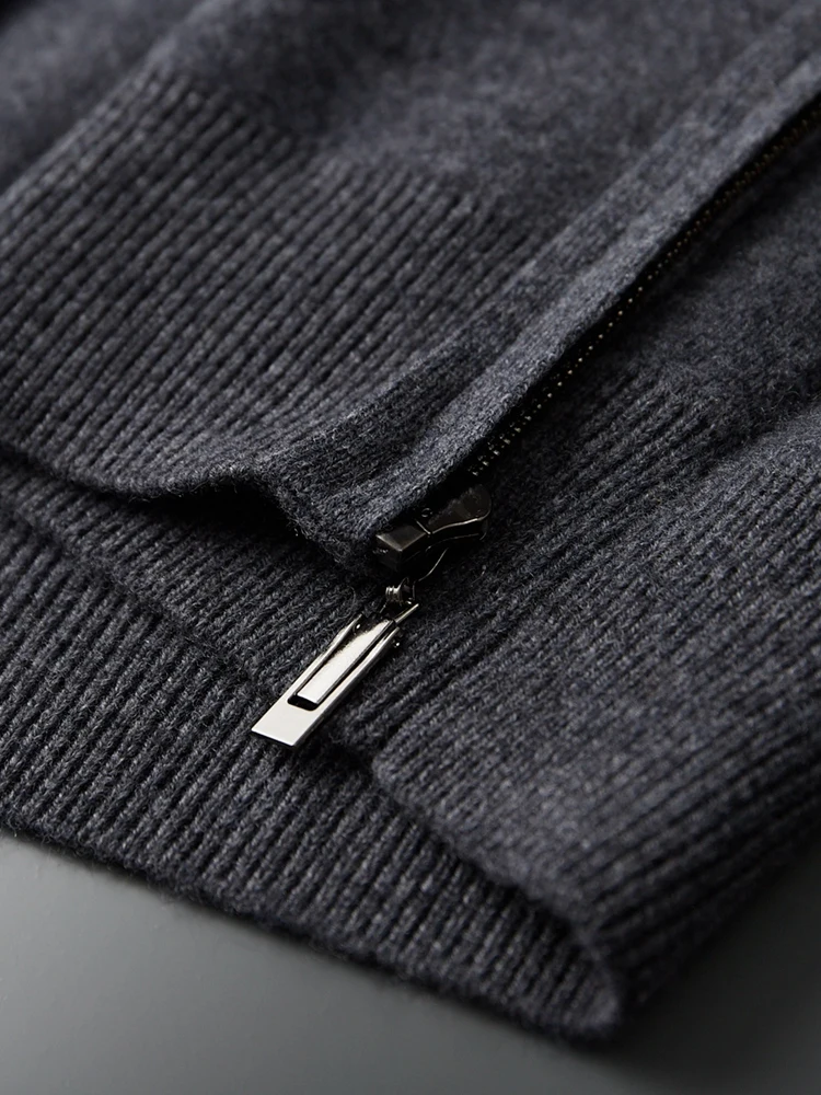 

Smart Casual Men's Basic Hooded Cardigan Autumn Winter 100% Cashmere Sweater Thick Soft Warm Zipper Knitwear Luxury Clothing Top