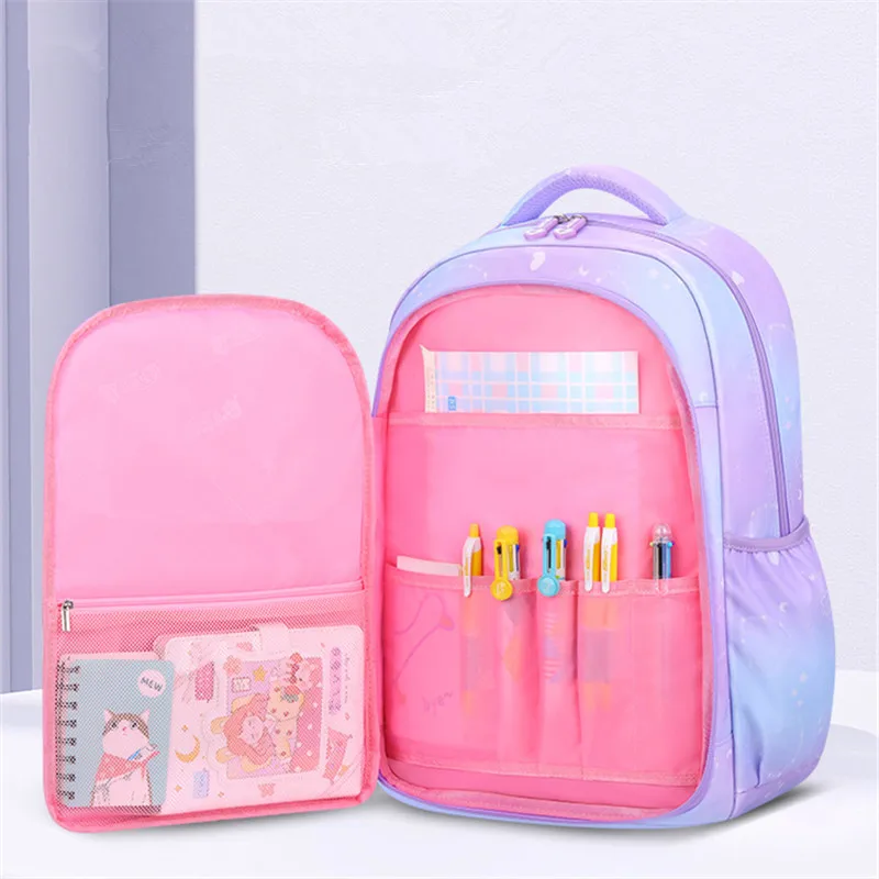 Zaino per bambini di colore sfumato zaino per scuola zaino per bambini zainetto per adolescenti primaria Kawaii carino impermeabile Little sac