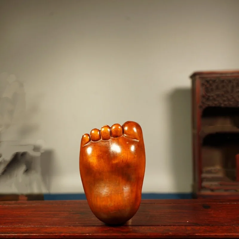 Chinese Natural Boxwood Hand-carved Exquisite Foot Statue