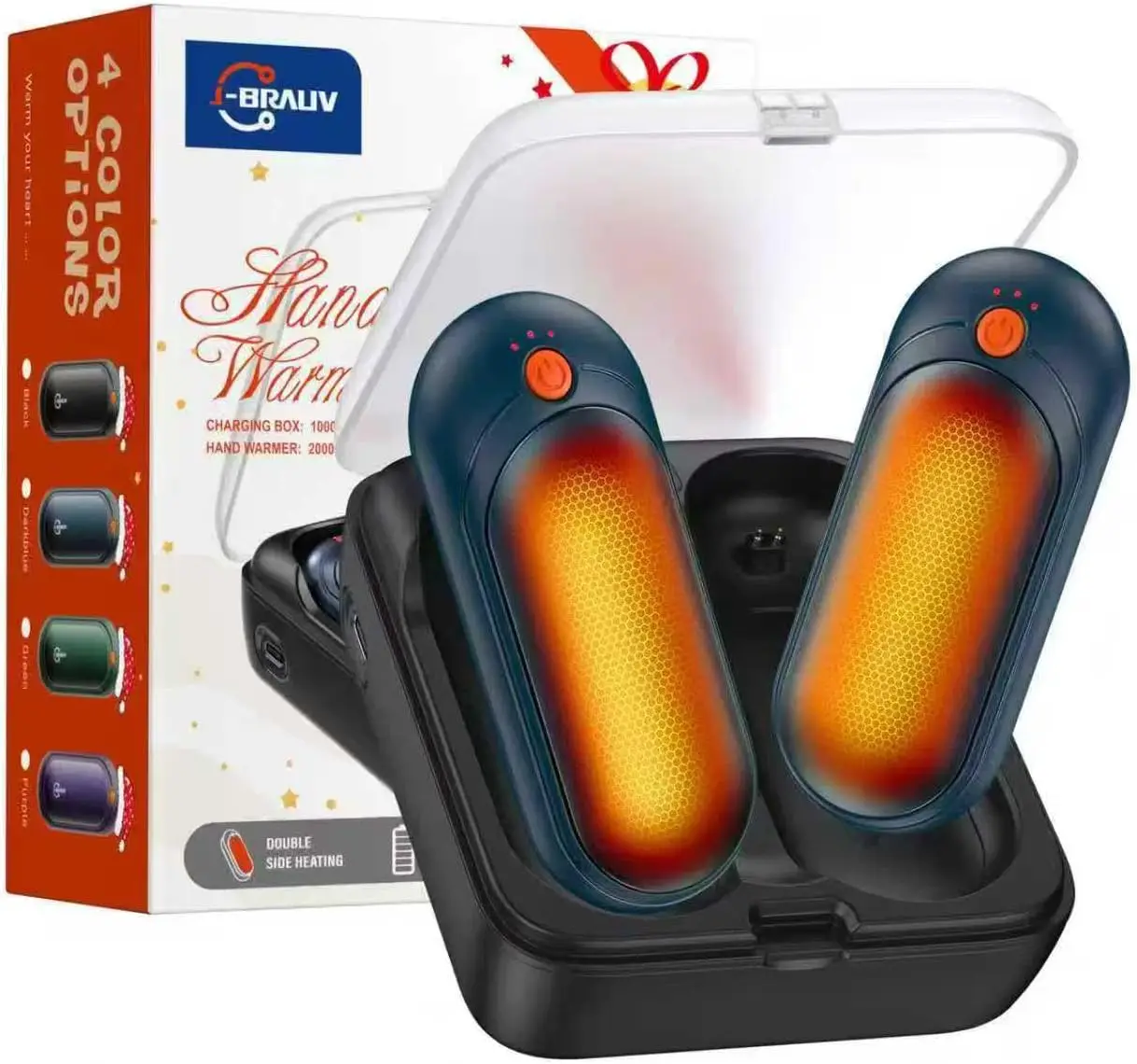 

Rechargeable Hand Warmers 2 Pack, 24H Heat, 5 Levels, USB-C, Double-Sided, Outdoor Gifts