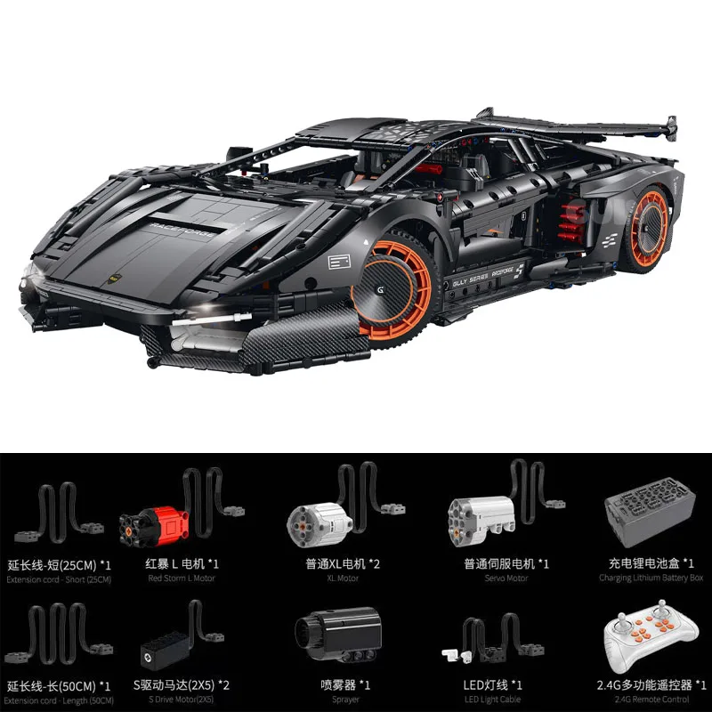 IN STOCK MOC Technical 1:8 Remote Controlled Sports Car Building Blocks Bricks Assembling Model Adult Toy Birthday Gift Set