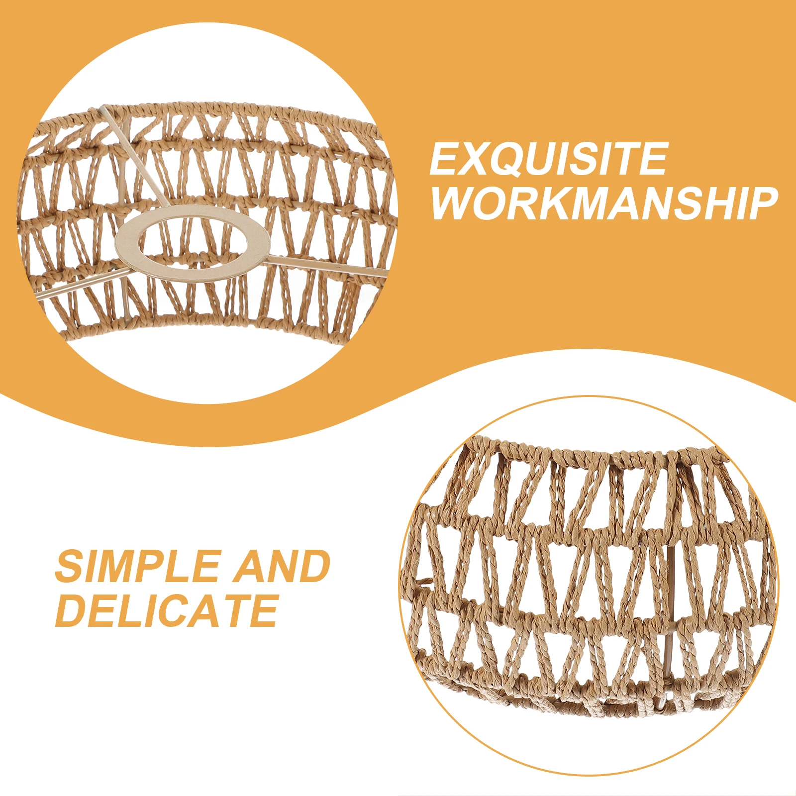 

Wicker Lamp Shades Retro Straw Rope Lampshade Rustic Decor Woven Vintage Strips