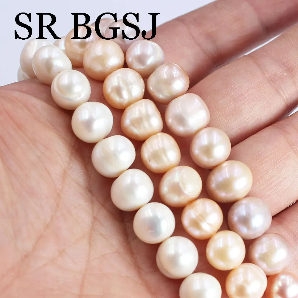 

10x12mm 14inch White Pink Purple Round Natural Freshwater Pearl Loose Spacer Beads for DIY Jewerly Necklace Bracelet