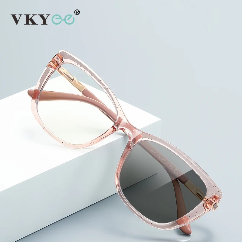 

VKYEE New Fashion Personalized Cat's Eye Simple Design Women's Anti-Blue Light Glasses Customizable Prescription Photo-chromatic