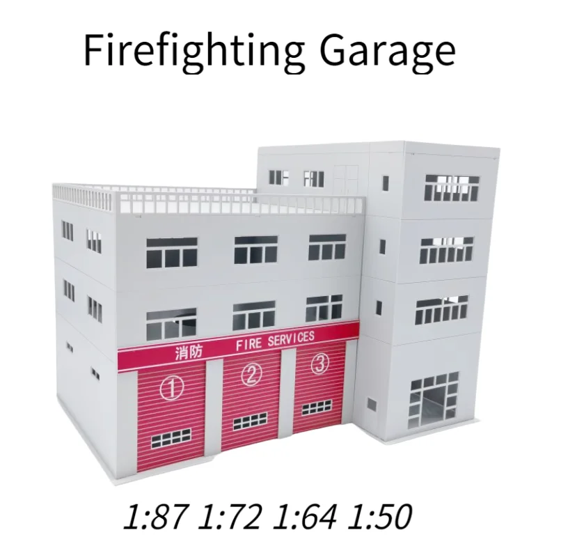 

Miniaure 1:87 1:72 1:64 Miniature Firefighting Garage Fire Station Model Diy Model Making Kits For Diorama Unassembled Product