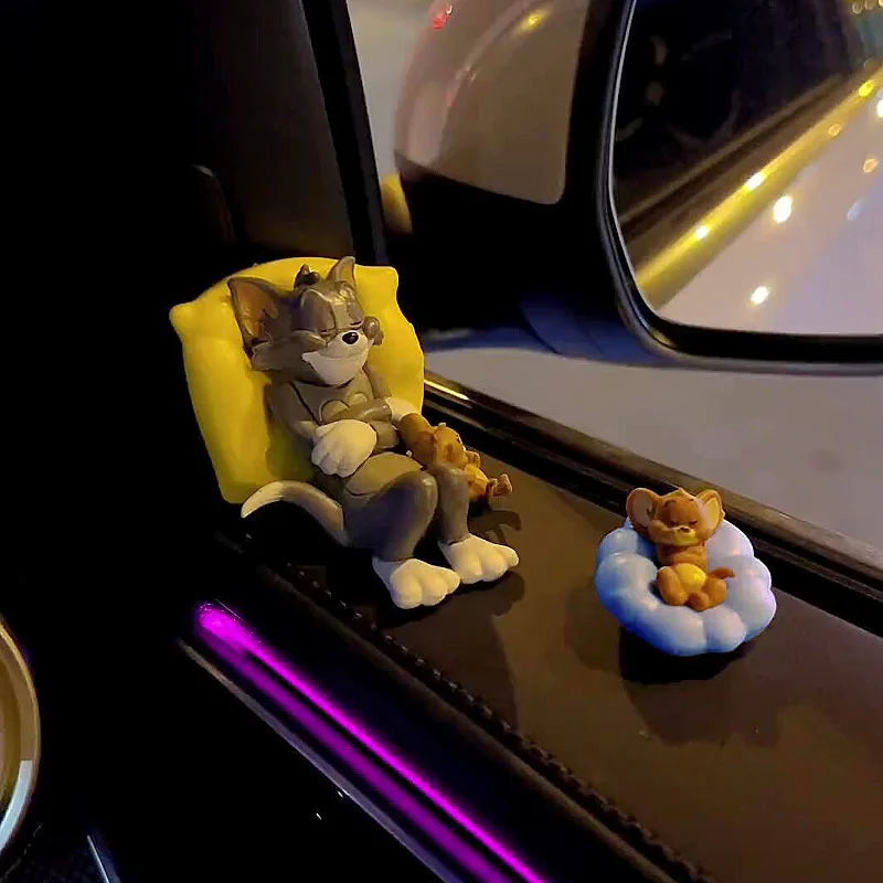 Tom Jerry Desk Shelf Ornament Car Dashboard Ornament Decoration Figurine Cute Sleeping Pose Home Decor Gift