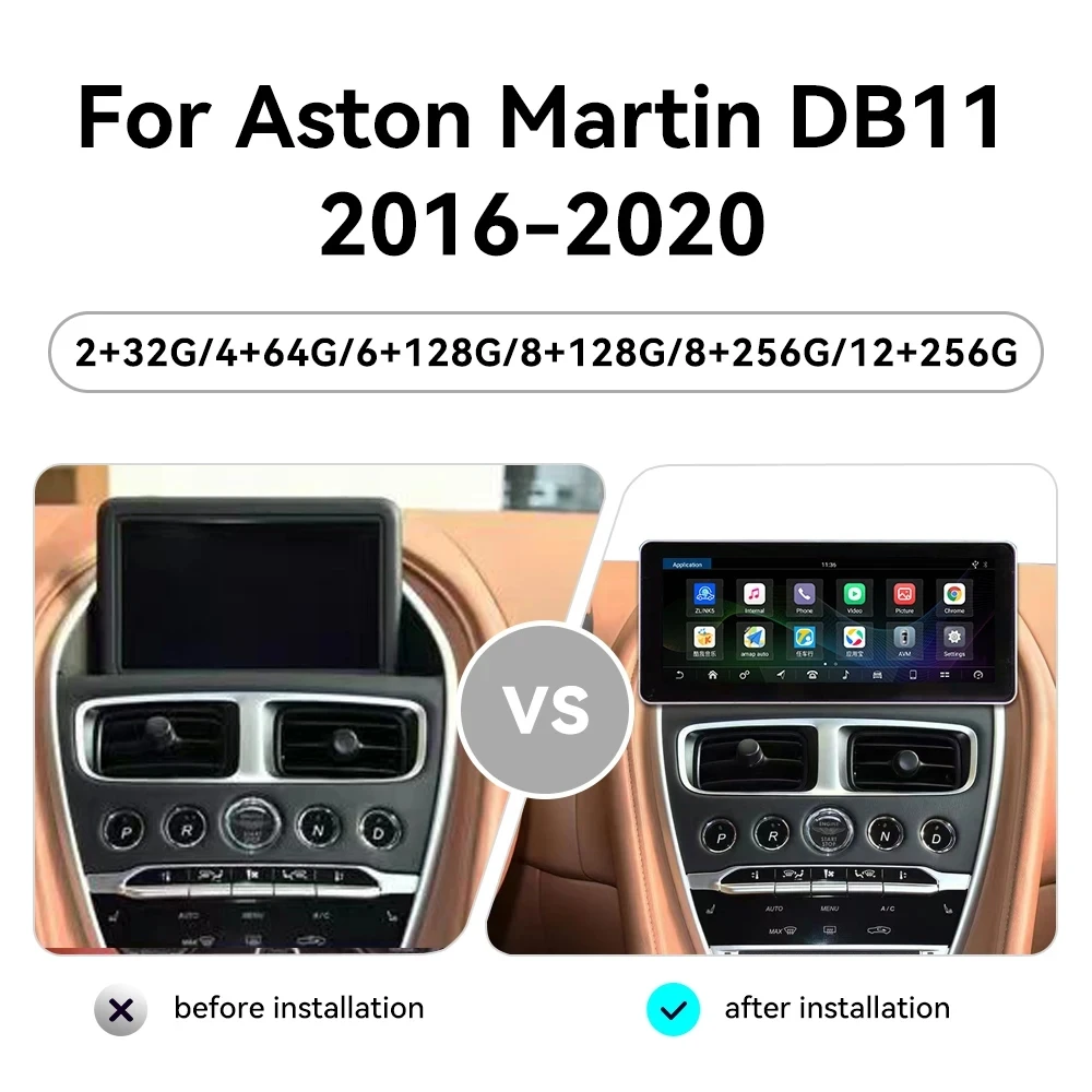 12.3 Inch Android 14 CarPlay Touch Screen Car Radio For Aston Martin DB11 2016-2020 GPS Multimedia Stereo Player Auto Head Unit