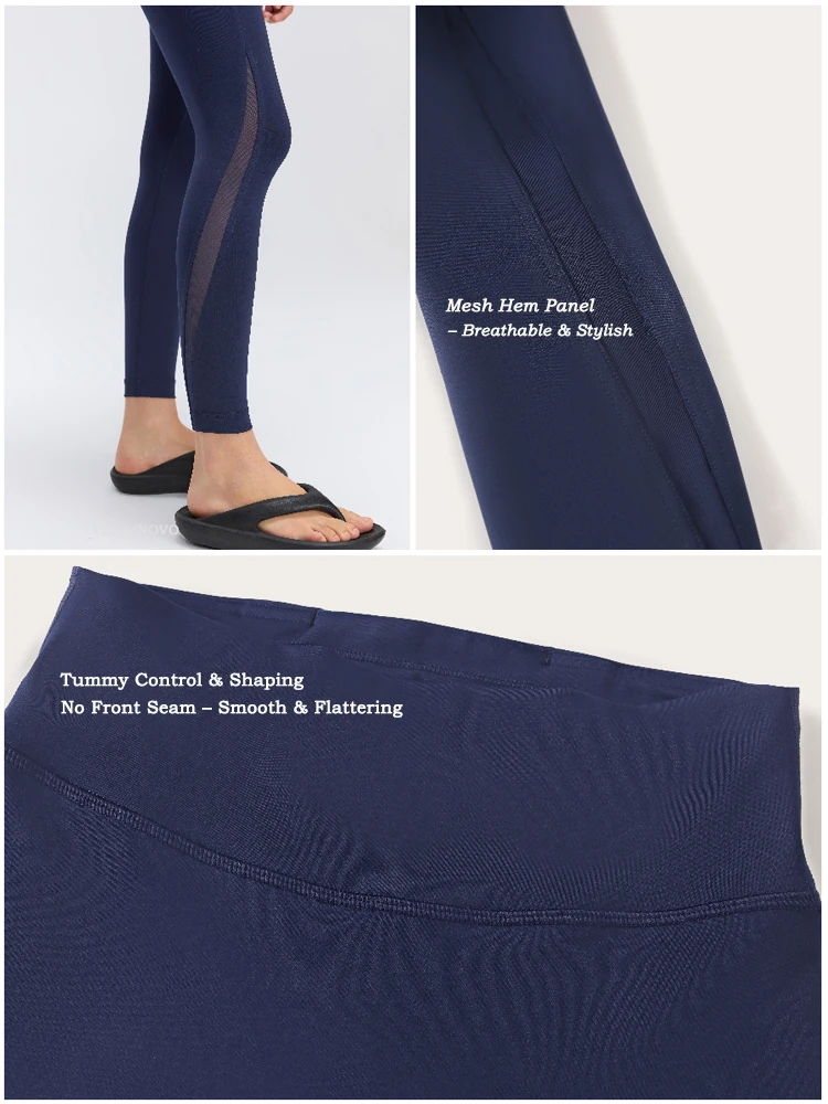 VITALINOVO Mesh-Leggings für Damen, hoch taillierte Yoga-Hose, Workout-Laufleggings, Fitness-Sportstrumpfhose mit Taschen, squatproof – Detail 4