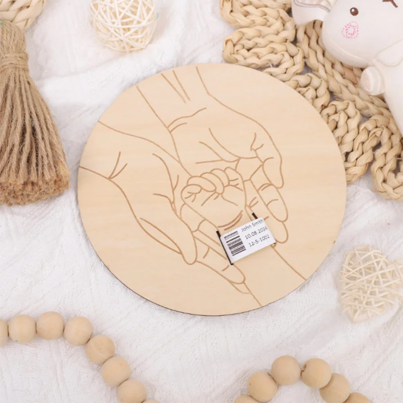 Baby birth information commemorative photo notice wooden board newborn bracelet display board decorative crafts