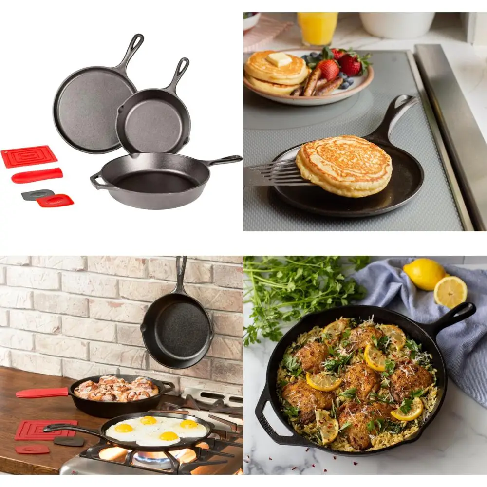 

7-Piece Black Essential Skillet Set by Lodge L6SPB41