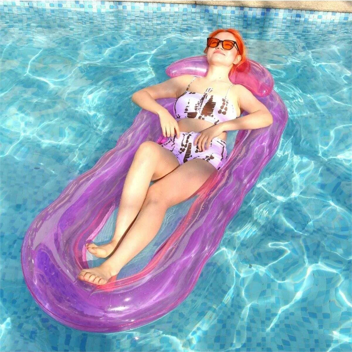Inflatable Pool Float Adult - Pool Floaties Lounger Floats Rafts Floating Chair w Adjustable Backrest Cup Holders Water Floaty