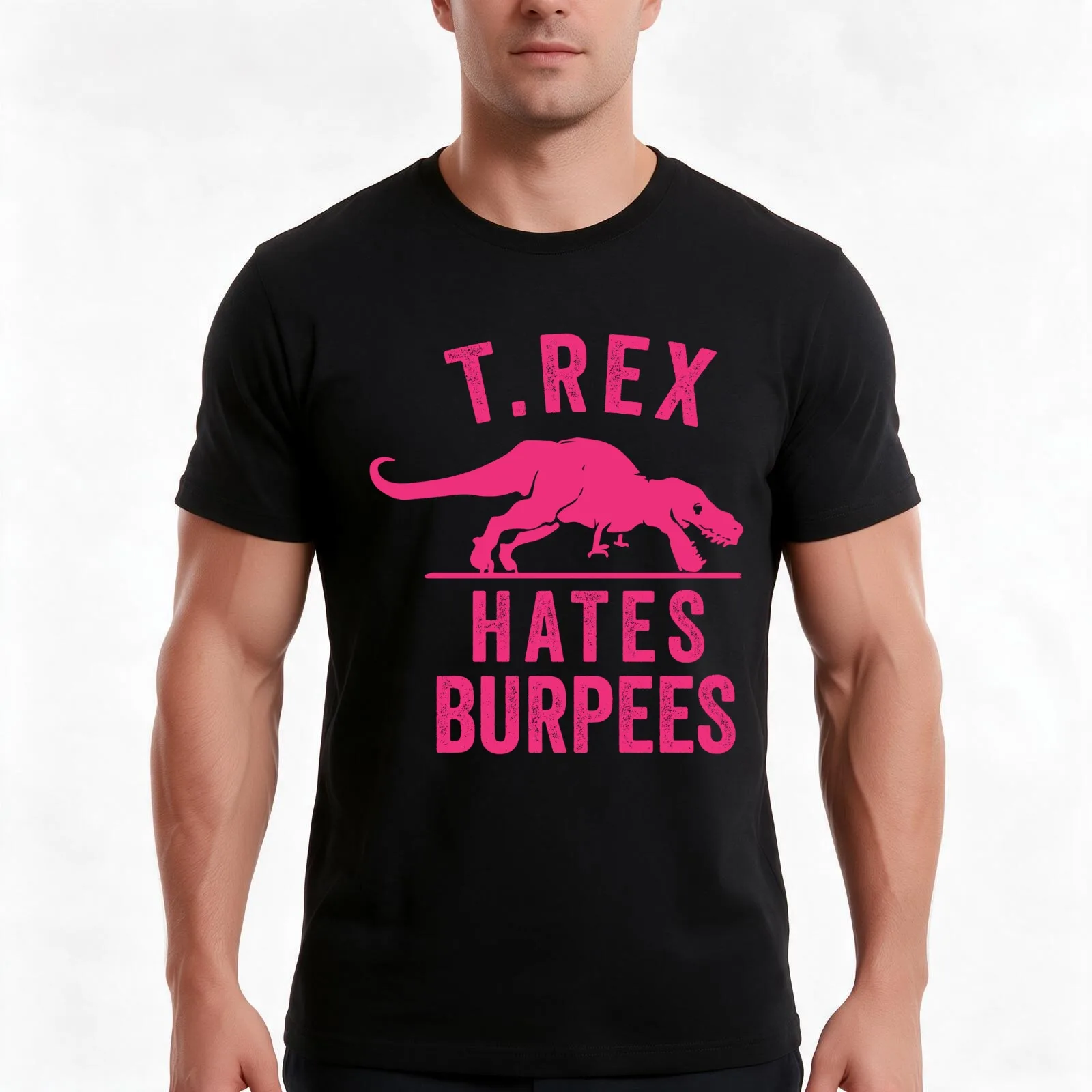 T Rex Hates Burpees T-Shirt Summer Casual Cotton Tee Oversized Streetwear Tops Vintage Graphic Print Loose Fit Short Sleeve