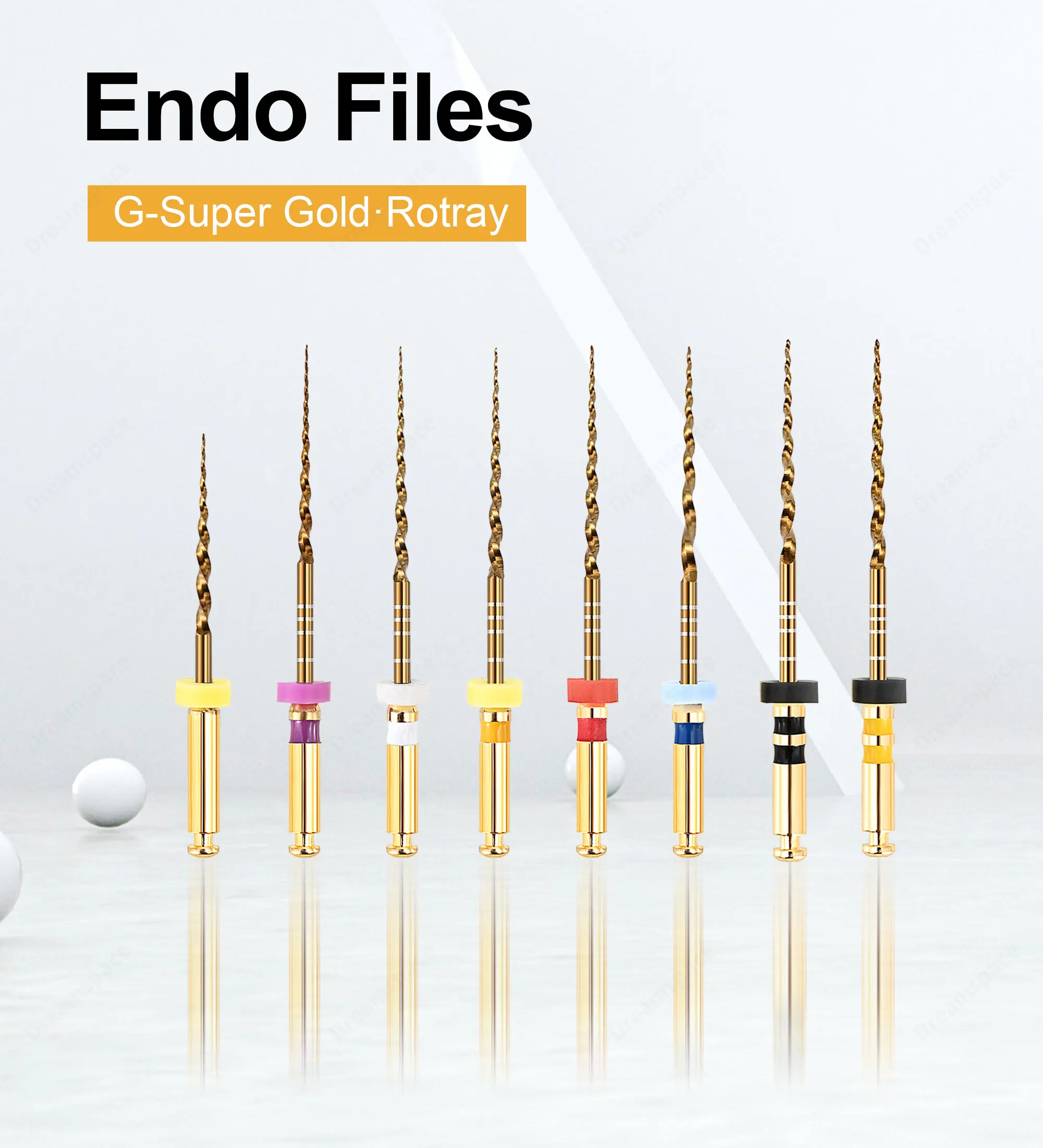 Limas endodónticas dentales, limas flexibles doradas, limas giratorias, limas doradas para endodoncia, 31mm, F3, F4, F5