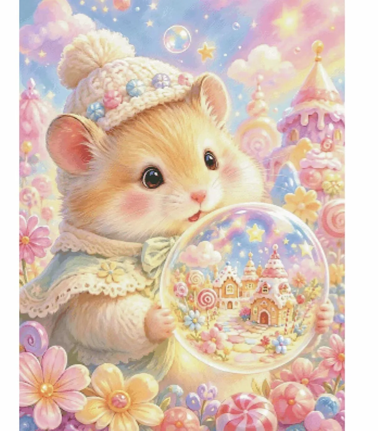 

ZZ8727- Hamster Candy Town 14CT 16CT 18CT Stamped Cross Stitch DIY Set Pattern Kit Needlework Embroidery 182 Colors