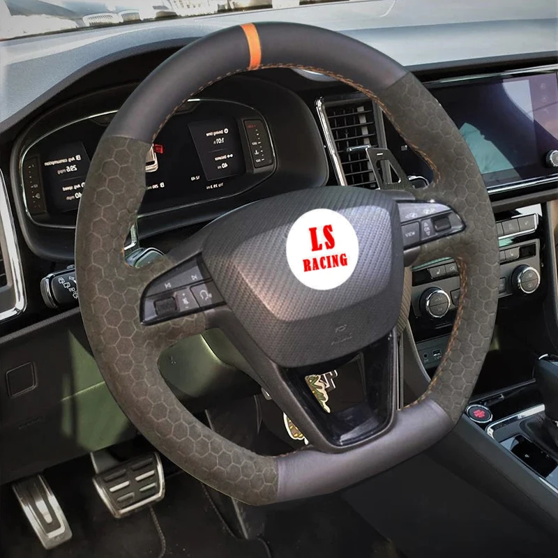 Custom in Alcantara for Seat CUPRA ATECA 2023 Car Braid on the Steering Wheel Cover DIY Auto Interior Accessories Car-styling