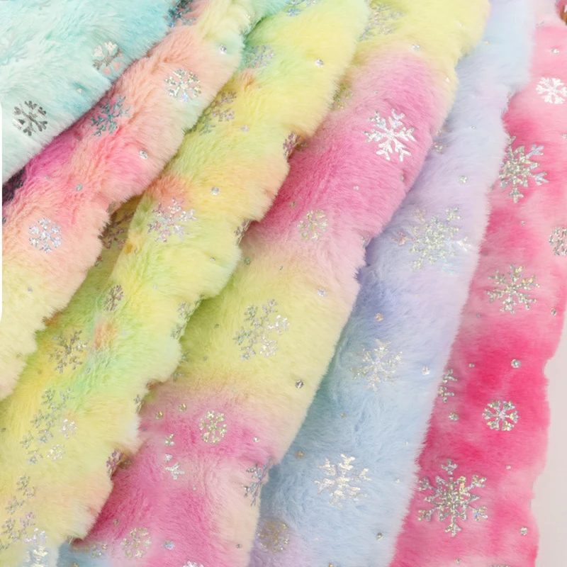 160x50cm Tie Dye Hot Stamping Snowflake Christmas Fabric For Plush Toys, Home Clothes, Sofa Pillows, Christmas Decoration Fabric