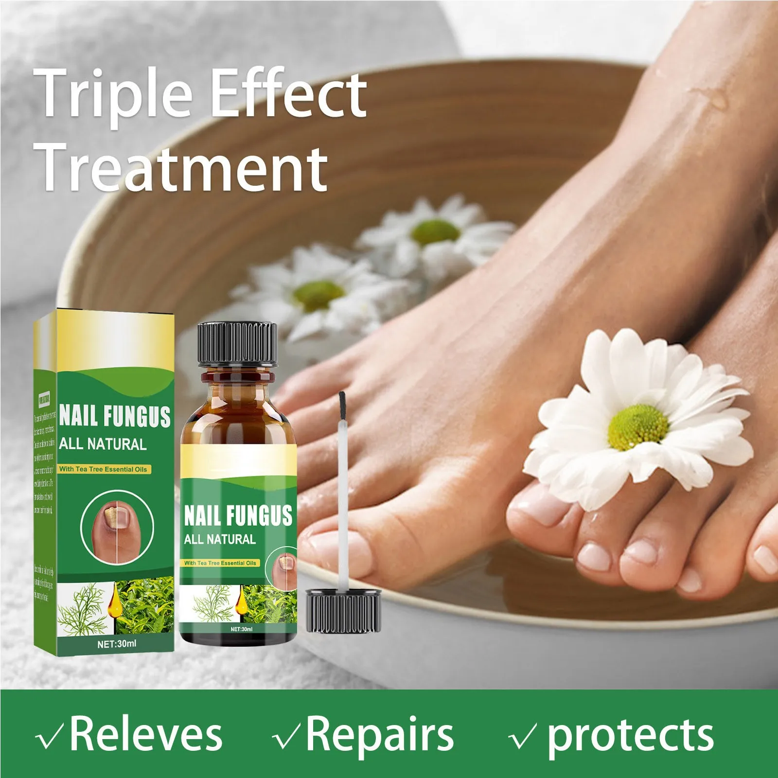 

30ml Tea Tree Nail Repair Solution – Intensive Care for Thick Soft Hand & Foot Cuticles with Nourishing Fungal Treatment