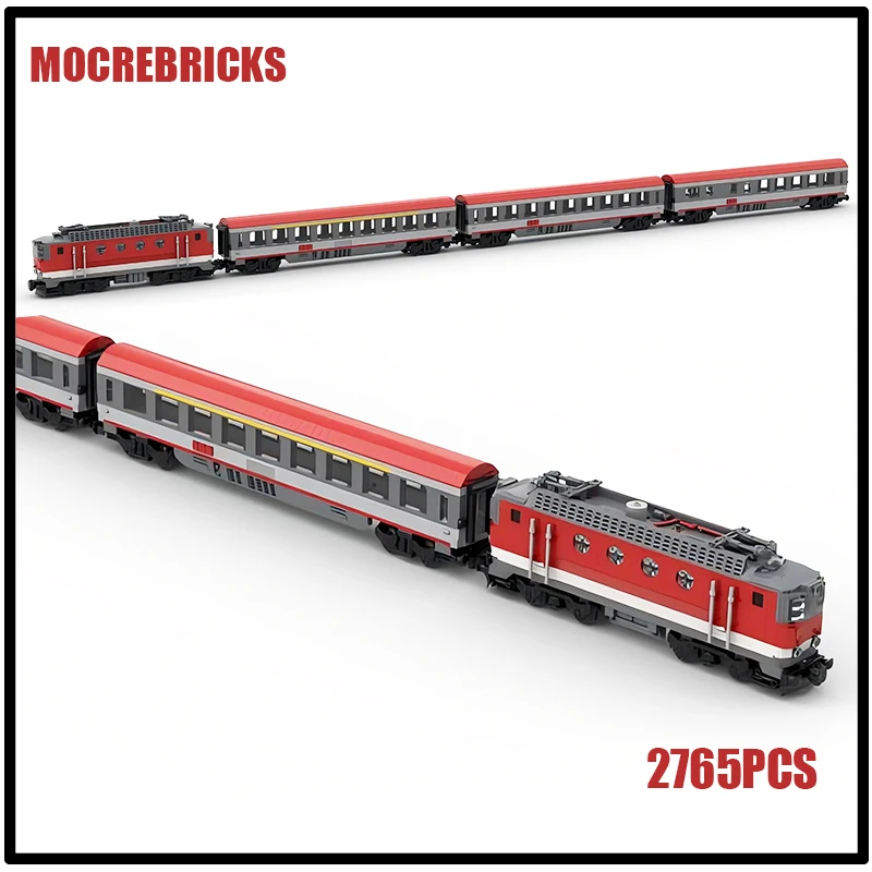 

Railway Passenger Train ÖBB Eurocity BR 1144 And BR 1822 Electric Locomotive MOC Building Blocks Model DIY Bricks Toys Kids Gift