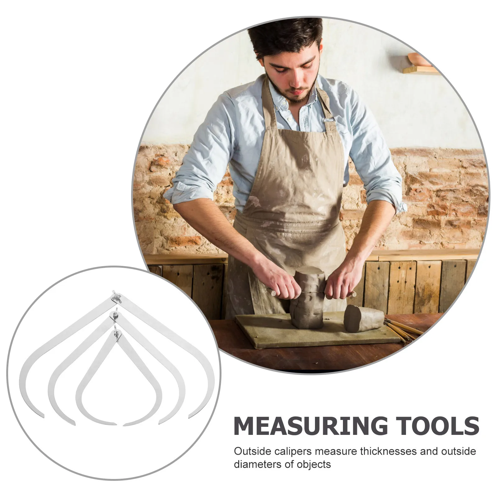 3 قطعة الفرجار الخارجي الفولاذ المقاوم للصدأ أداة قياس الدقة للحرف النحت السيراميك الفخار الطين النمذجة تشكيل