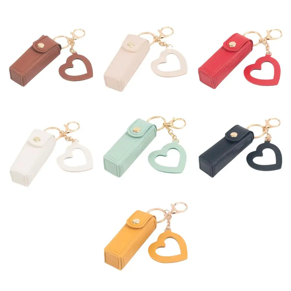 Borsa per rossetto Mini borse per rossetto Portachiavi Rossetto in pelle PU Porta lucidalabbra Portachiavi a forma di cuore portatile per esterni Accessorio per regali