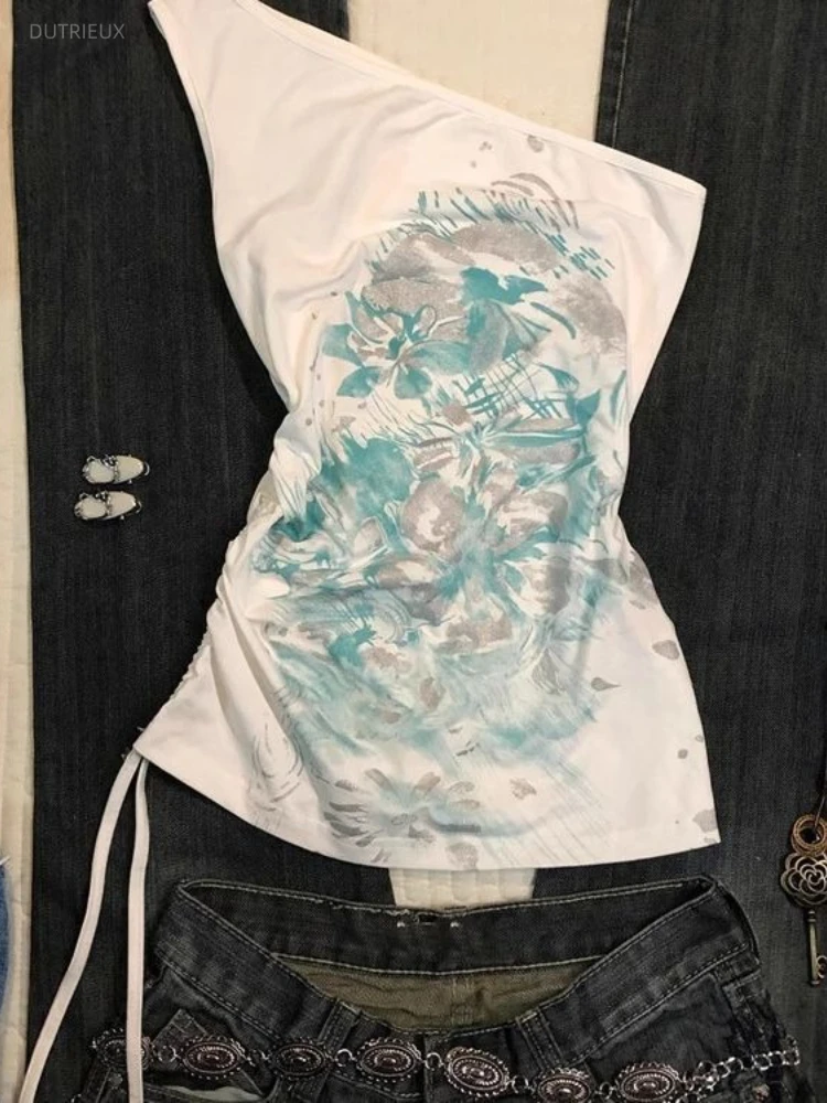 Summer Clothing Drawing - Y2k Spicy Girl Tanks Skew Collar