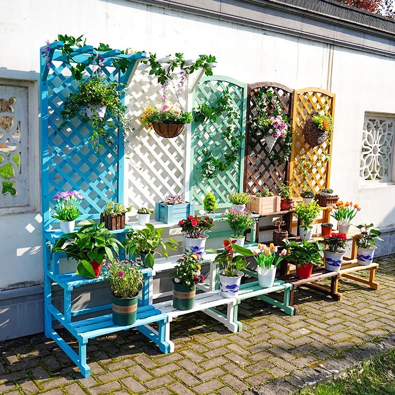 Antiseptic wood plant stand multi-layer shelf Flowerpot display racks various colors полка для цветов garden furniture outdoor