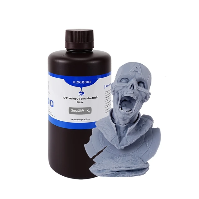 KINGROON 405 nm UV-Standardharz für Photon-3D-Drucker, Mono X-Druckmaterial, LCD, UV-empfindlich, normal, 1 kg, 2 kg, graue schwarze Haut
