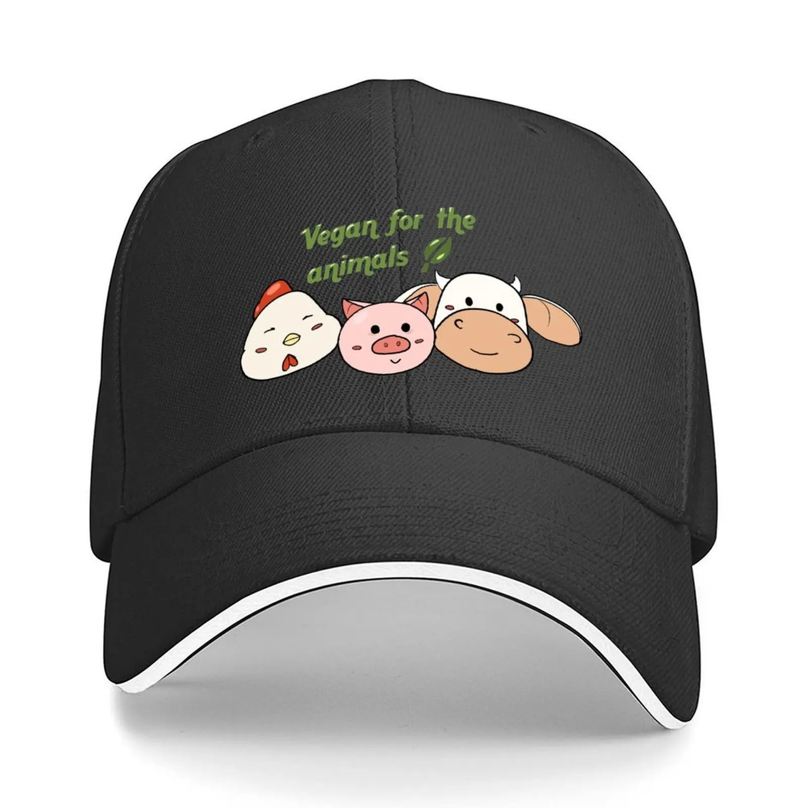 

Vegan for the animals! Baseball Cap Mountaineering Anime Rave Hat Luxury Brand Woman Hats Men's