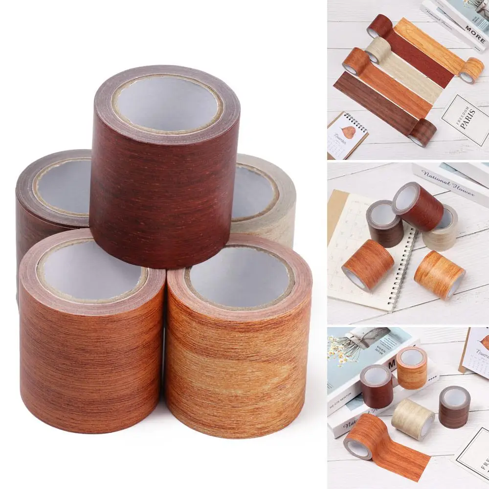 5M/Roll Realistic Wood Grain Repair Adhensive Duct Tape Retro Floor Furniture Renovation Skirting Line Decor Sticker Home Tools