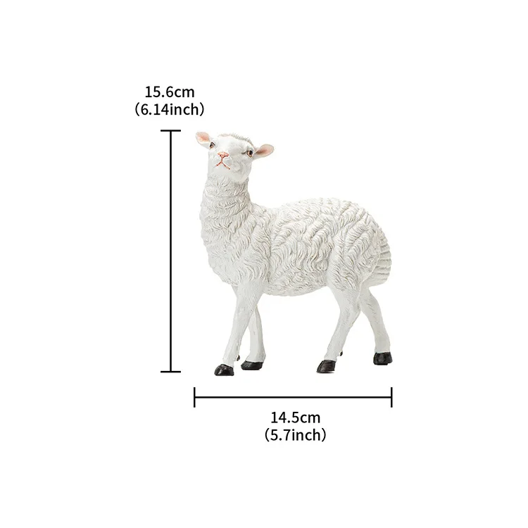 Resin White Lamb - Kneeling Nursing Statue Set Eid Mubarak Ornament for Arabic Home Festival Table Decor