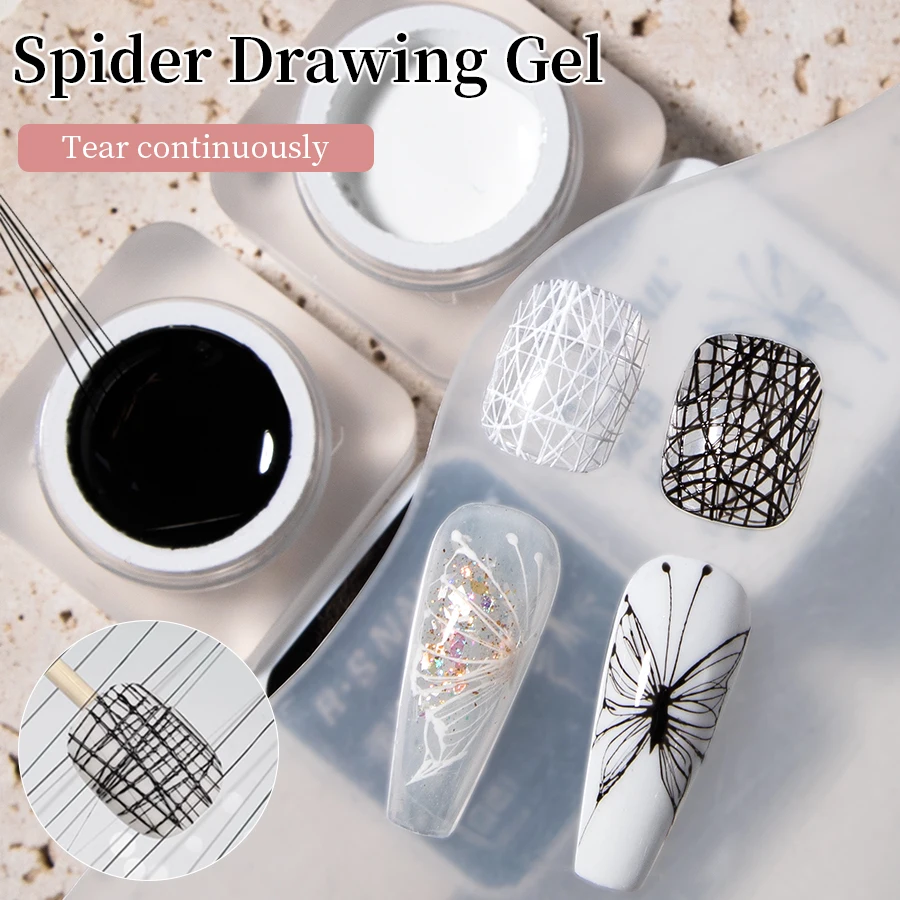 RS NAIL 5g White Black Spider Wire Gel Nail Polish Creative UV Drawing Painting Outline Gel Varnish Nails Art All For Manicure