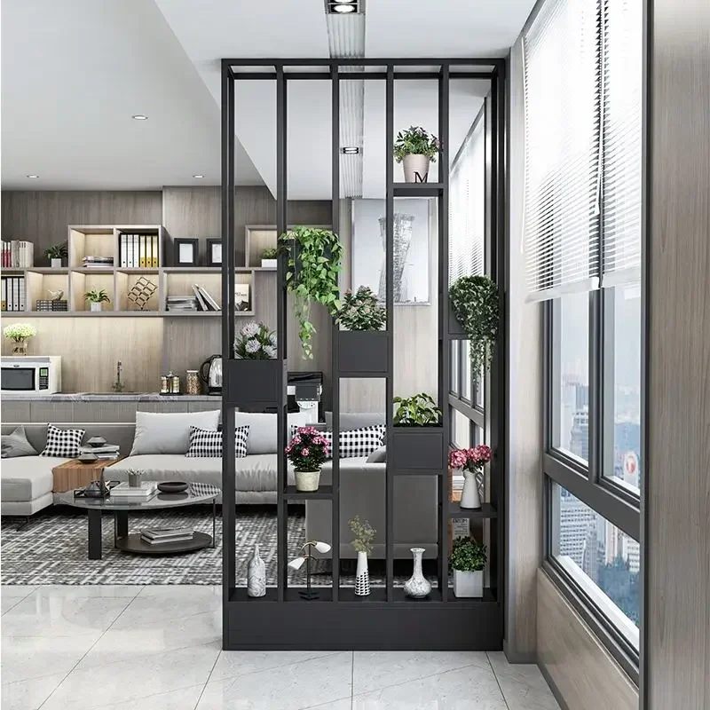 

2026 Factory Wholesale Fashion Luxury Flower Shelf Plant Display Rack Living Room Furniture Partition Gold Iron Frame Room Divid