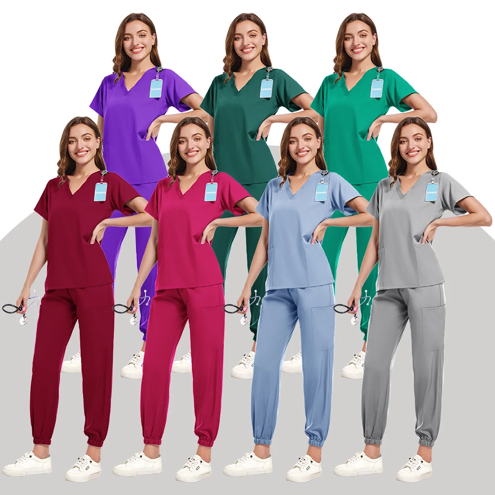 Hot Sale Wrinkle Resistant Hospital Clinical Uniforms Wholesale Work Top Pants Medical Scrubs Nurse Uniforms Unisex Nursing Set