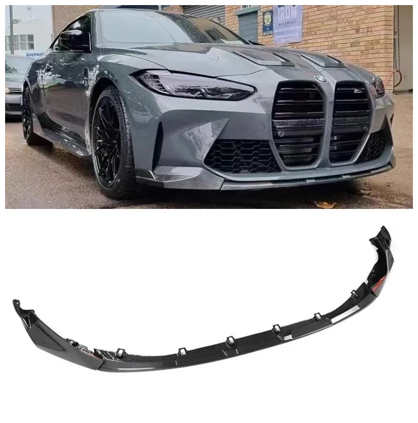 

for BMW M3 M4 G80 G82 G83 2021-2023 Real Carbon Front Bumper Lip Spoiler Body Kit
