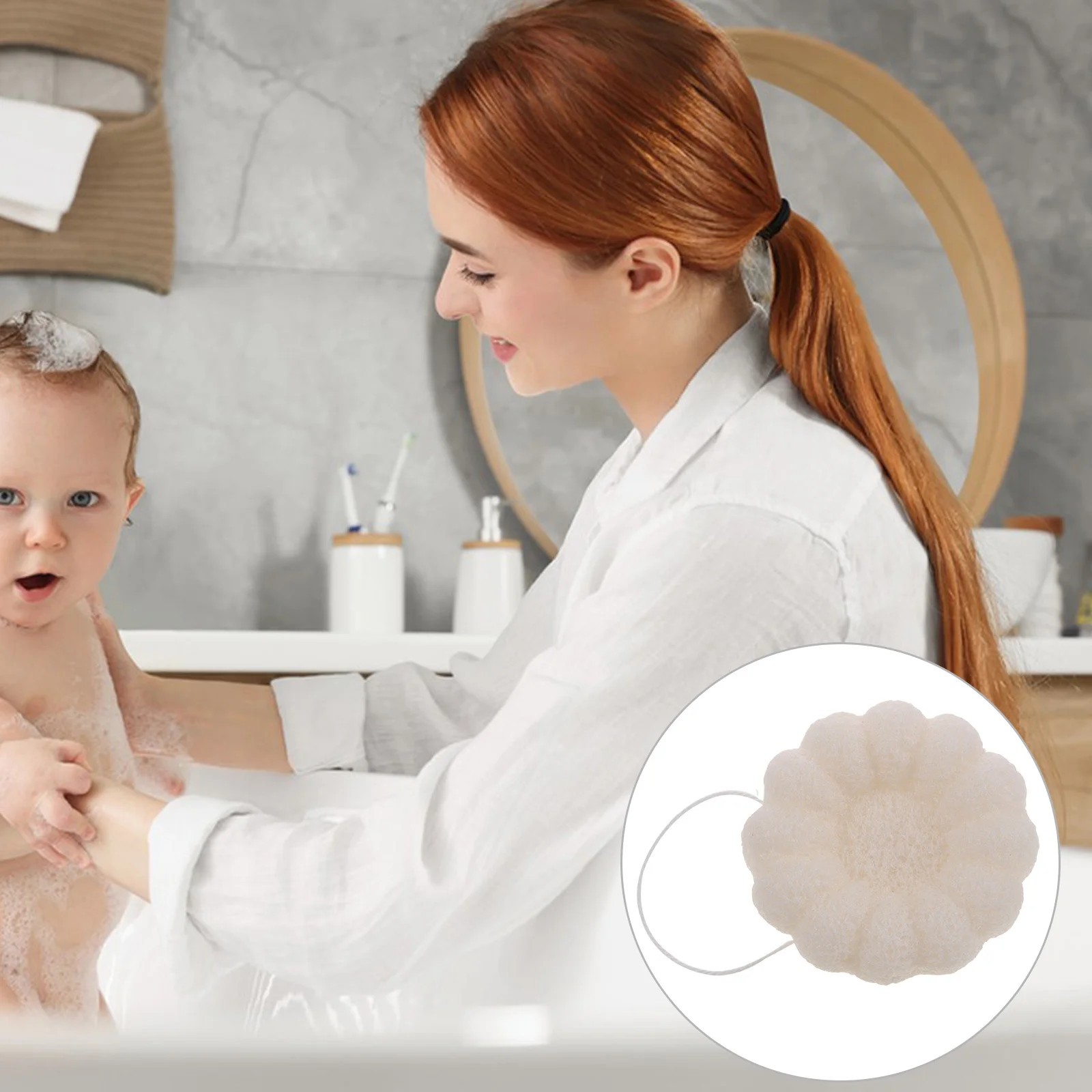 

Pumpkin-Shaped Baby Bath Scrubber Lightweight Exfoliating Body Sponge Portable Shower Tool For Newborns Toddlers Bathing