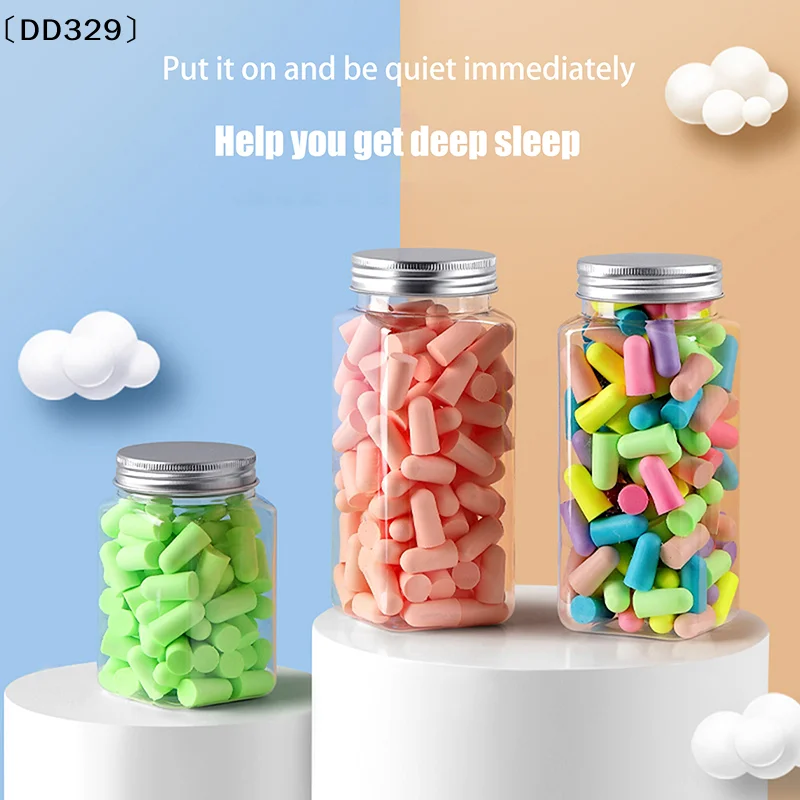 24/60PCS Anti-Noise Abatement Sleeping Disposable Soundproof Ear Plug Mulitcolor Bullet Type Foam Rebound Skin Earplugs〔DD329〕