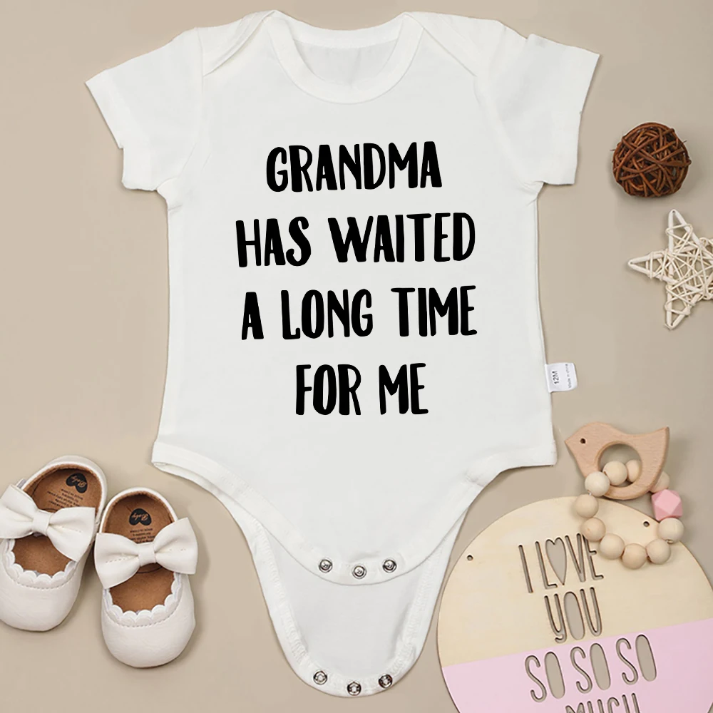 “Grandma Has Waited a Long Time For Me” Newborn Girl Clothes Fine Gift Beautiful Cute Baby Boy Bodysuit Cotton Free Shipping