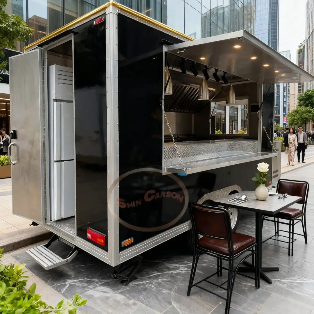 

Street Standard Fast Mobile Food Truck for Sale with Built-In Power Stainless Steel Kitchen Equipment for Snack & Hotdog Vendors