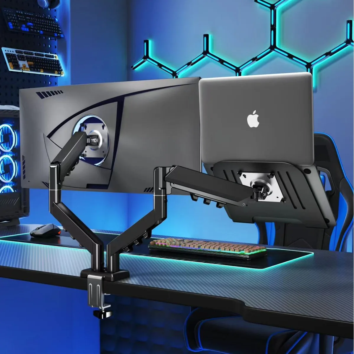 Dual Monitor Gas Spring Arm Stand Model Fits Inch Holds Up To Lbs Kg Vesa X Height Adjustable Full Motion Swivel Rotate